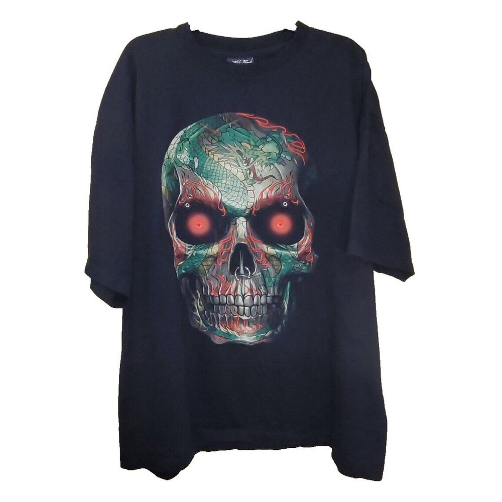 Jays Rock Skull  Studded Black TShirt Mens Size XXXL 3XL Colorful Piercings